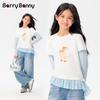 BARRY BANNY Girls' Cooling Faux Two-Piece Mesh Sleeve T-Shirt