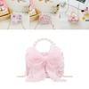 Trendy Girl's Pearl Handbag Stylish Lace Bowknot Princess Shoulder Bag For Kids