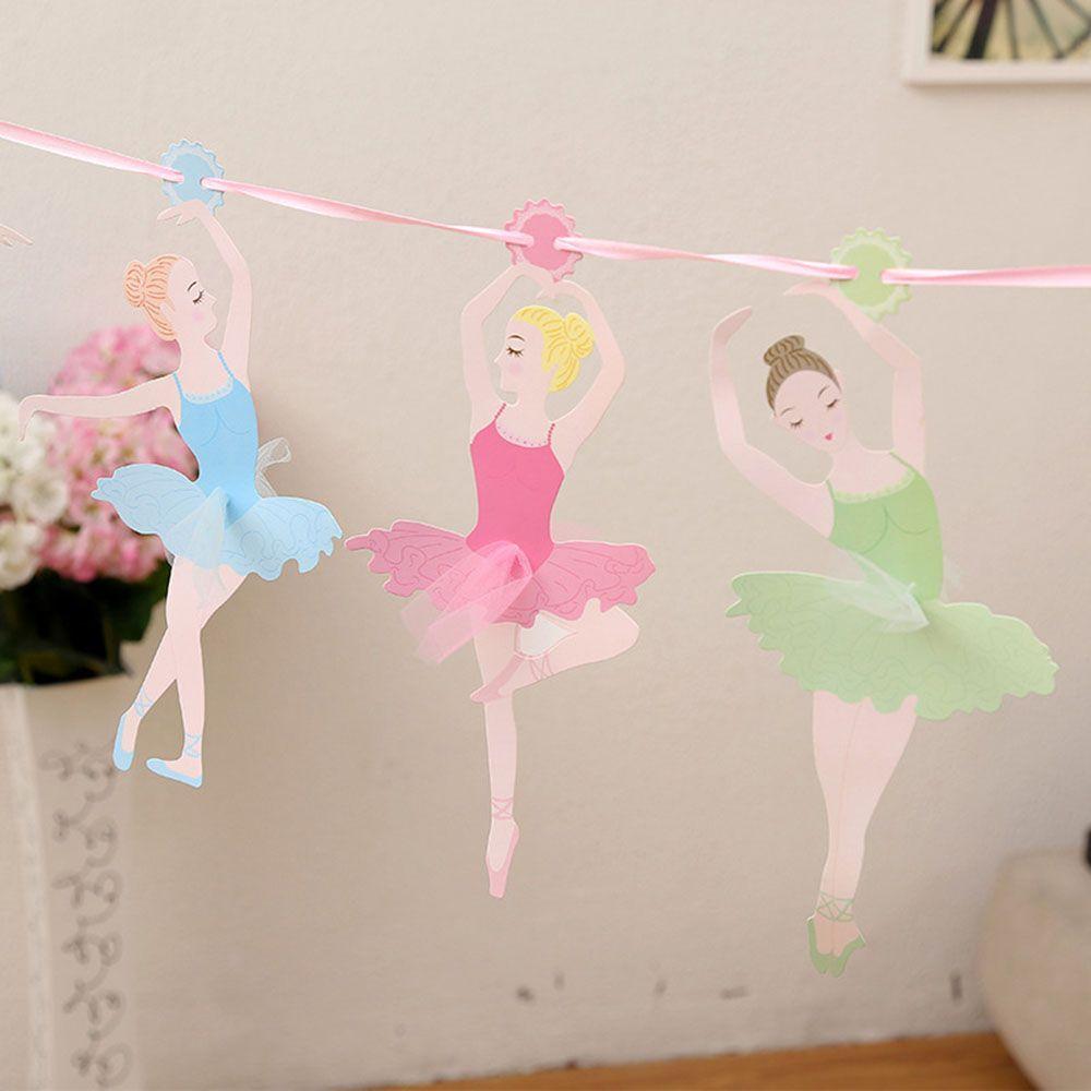 Supplies Paper Bunting Ballet Girl Flags Banner Ballerina Paper Flags Birthday Party Decoration