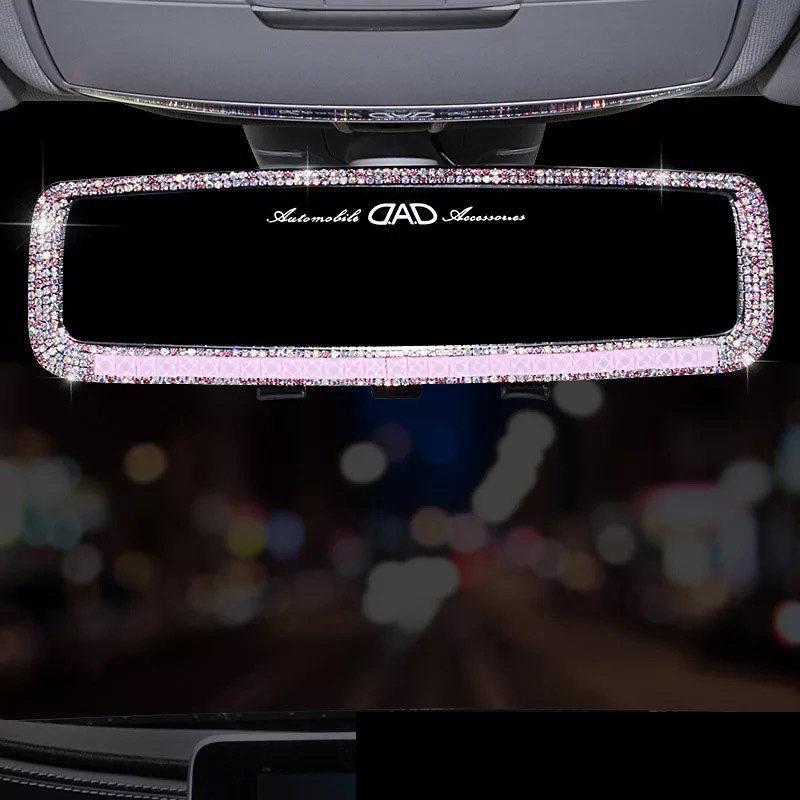 Tassels Crystal Car Rearview Mirror Interior Accessories Bling Rhinestones Butterfly Car Mirror Decoration For Lady