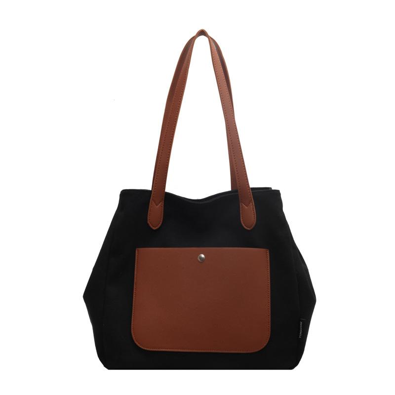 

Холщовая сумка женская большая вместительная сумка через плечо портативная студенческая сумка для переноски книг большая сумка чёрный