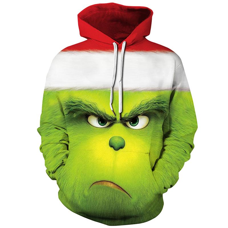 

Монстр Зеленый Проказник Мужская Толстовка Куртка Рубашки Свитер Костюм Рождество Sad Face,2XL