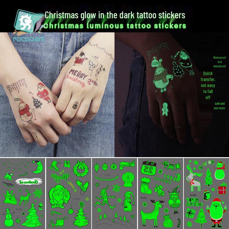 Ricalon Glow-in-the-Dark Waterproof Christmas Temporary Tattoos for Kids
