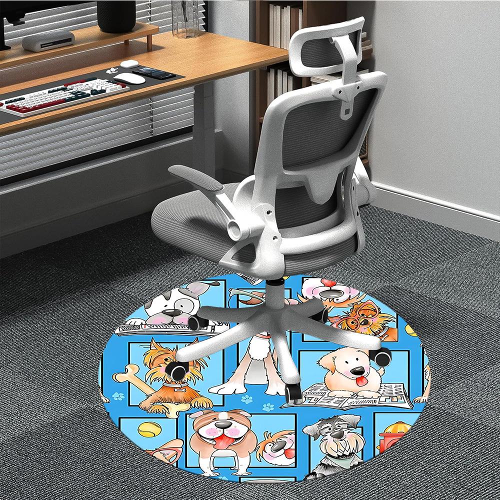 1PC Dogs Pets Office Round Area Rug, Mat Suitable For Office, Under Office Chairs Bedroom Living Room Home Decor, Room Deco