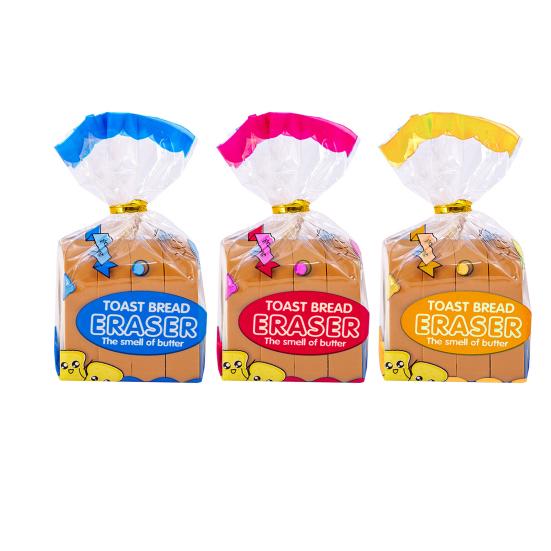 

4Pcs/Set Pencil Erasers Cute Cartoon Realistic High Toughness Traceless Labor-saving Wipe Clean Christmas Gift Funny Toast Bread Kids