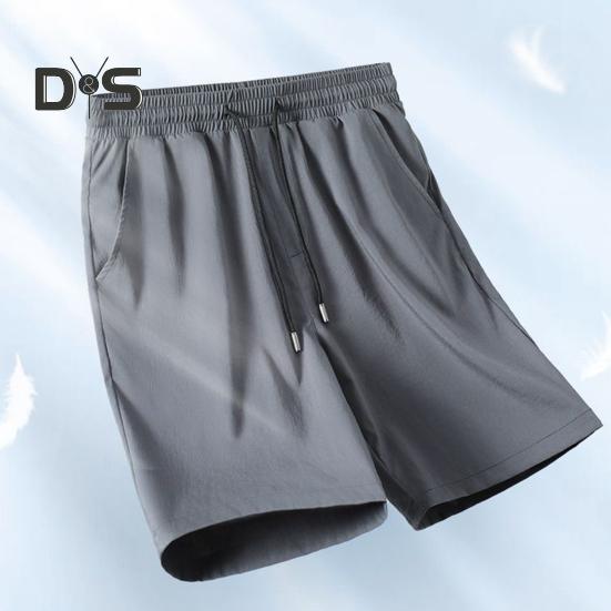 Pantaloni scurți pentru bărbați, talie reglabilă cu cordon, pantaloni casual cu buzunare întărite, culoare solidă, pantaloni scurți largi de vară sport