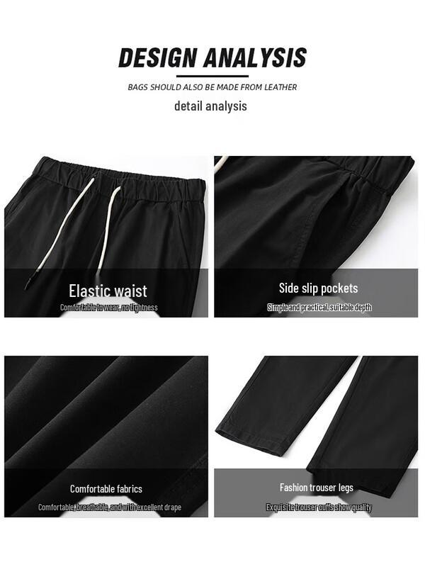 Dingfengbaoluo Men's Trendy Straight-Leg Cropped Pants