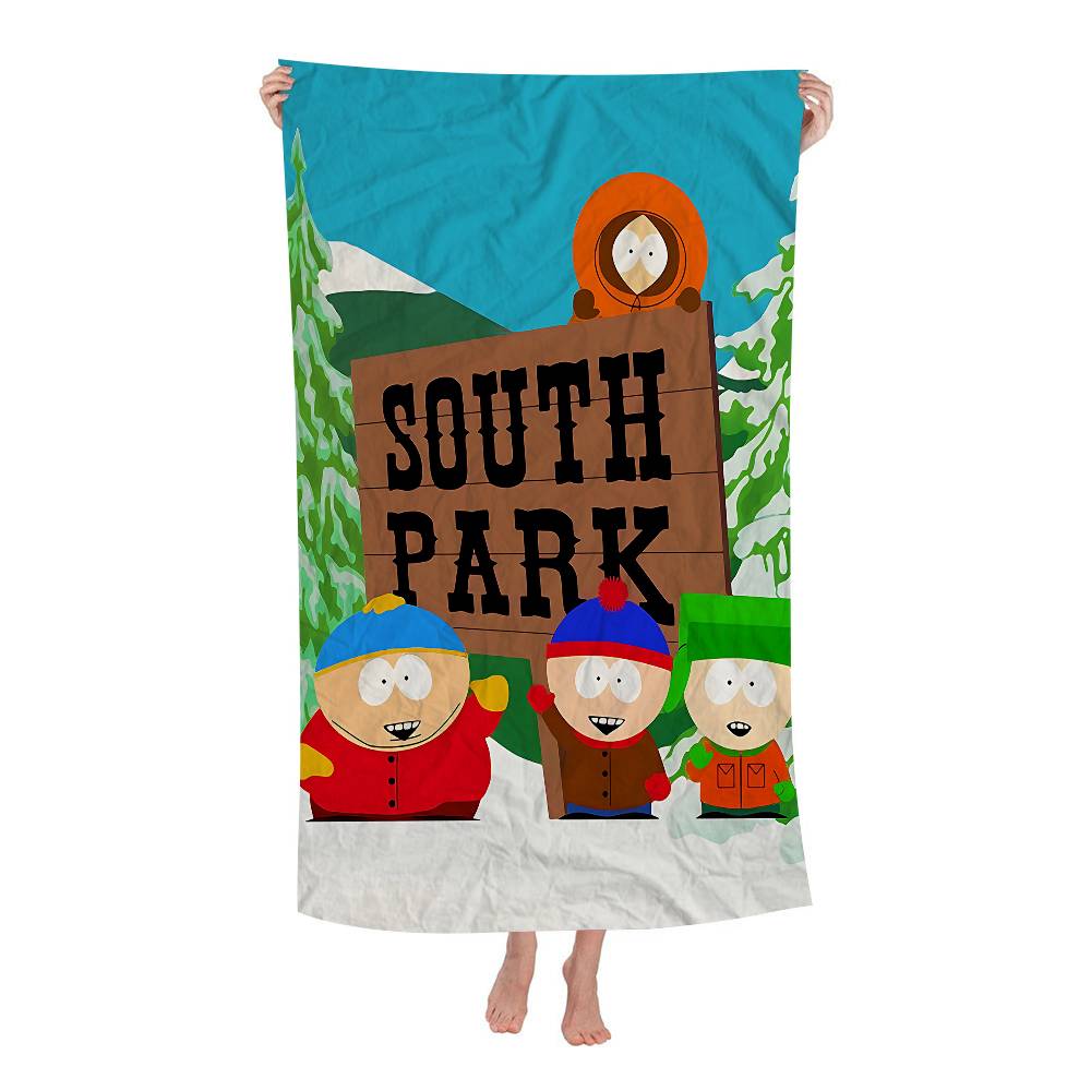 

Amine S-South Cartoon P-Park Beach Towels Shower Towel Sauna Travel Spa Microfiber Quick Dry Gym Accessories Cute Room Decor W30*H60(CM)