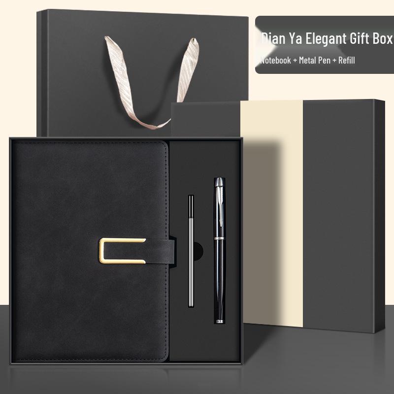 Custom Logo A5 Leather Notebook with Buckle - Thick, Soft, Business Stationery In a Gift Box Souvenir