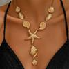 Imitation Pearl Vacation Style Neckchain Handmade Beach Shell Necklace  Summer
