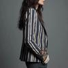 Women's Collared Long Sleeve Striped Blazer Slim Fit Floral Patchwork Casual Open Front Jacket