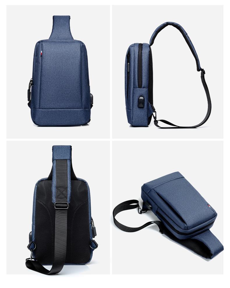 Men's Waterproof Oxford Crossbody Chest Bag - Casual Sling Bag with Large Capacity