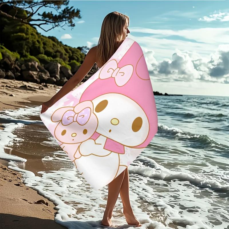 1pc My Melody Beach Towel Single Sided 2D Print Quick Dry Microfiber Towel for Beach Pool Bath Cute Kawaii Aesthetic Vibe