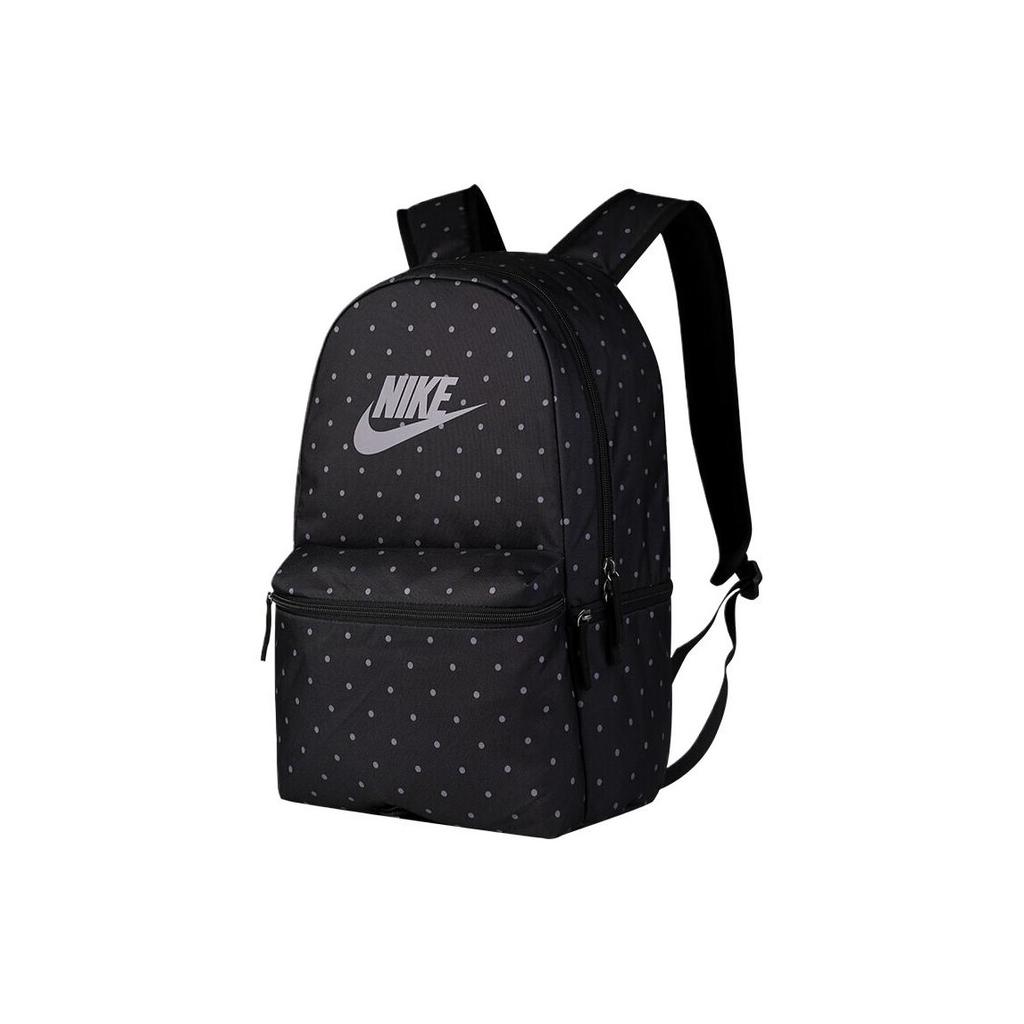 Nike Heritage Sports Trend Polka Dot Pattern Print Polyester Backpack Unisex Backpacks Black Gray BA5761-011