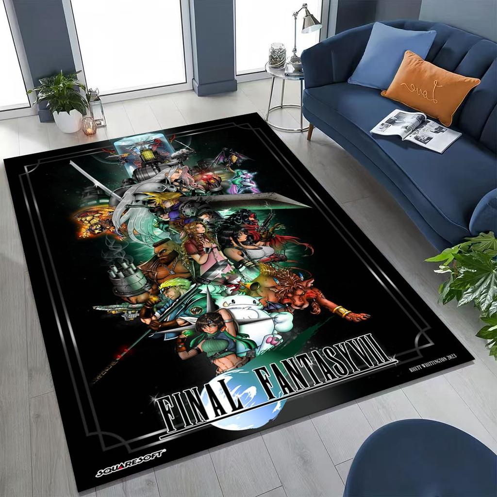 Cartoon Final Fantasy Sephiroth Cloud Tifa Game Rug for Bedroom Living Room Sofa Home Doormat Decor, Large Non-slip Floor Mat