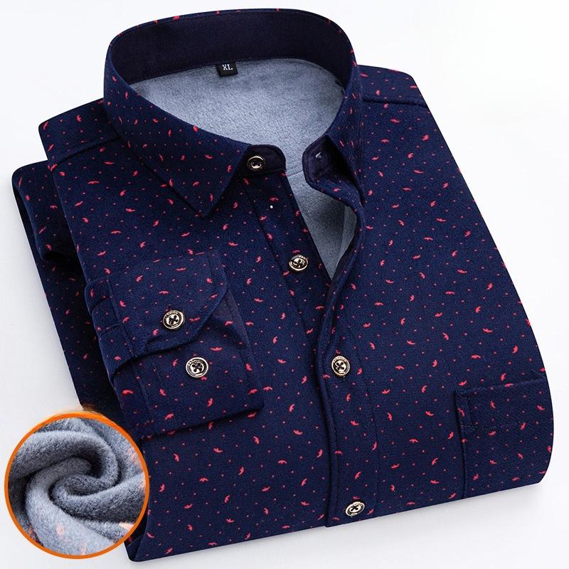Men's Winter Sherpa Lined Flannel Shirt Jackets Long Sleeve Button Down Fleece Dress Shirts for Men Casual Warm Comfortable Thermal Shirt With Pockets