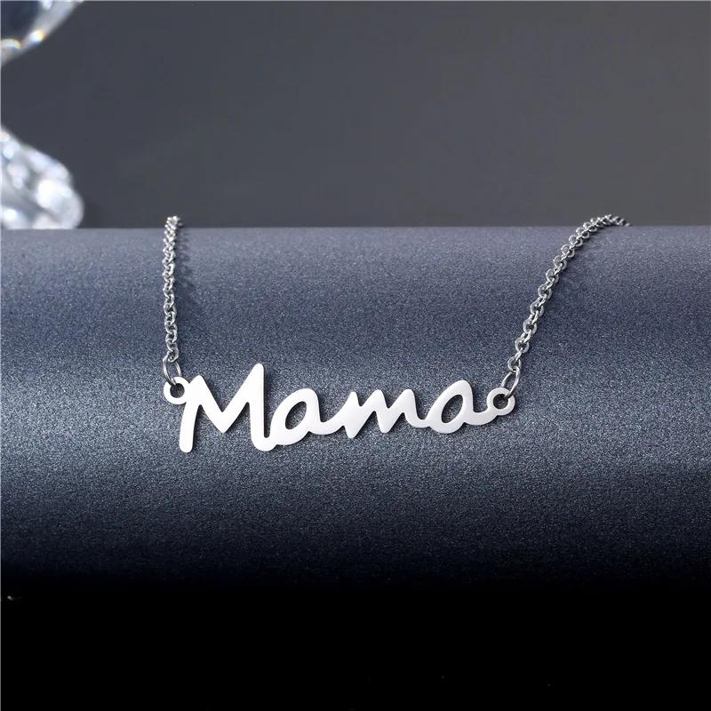 Mama Letter Pendant Necklace For Women Mom Mother's Day Clavicle Chain Choker Stainless Steel Jewelry Minimal Gift