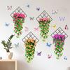 Butterfly Flower Vine Green Plant Self-Adhesive Waterproof Wall Stickers Living Room Bedroom Decorative Painting