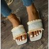 Fashion New Women Summer Straw Woven Casual Slippers Outdoor Espadrille Flip-flops Fashion Flat Ladies Sandals and Slippers Plus Size 43