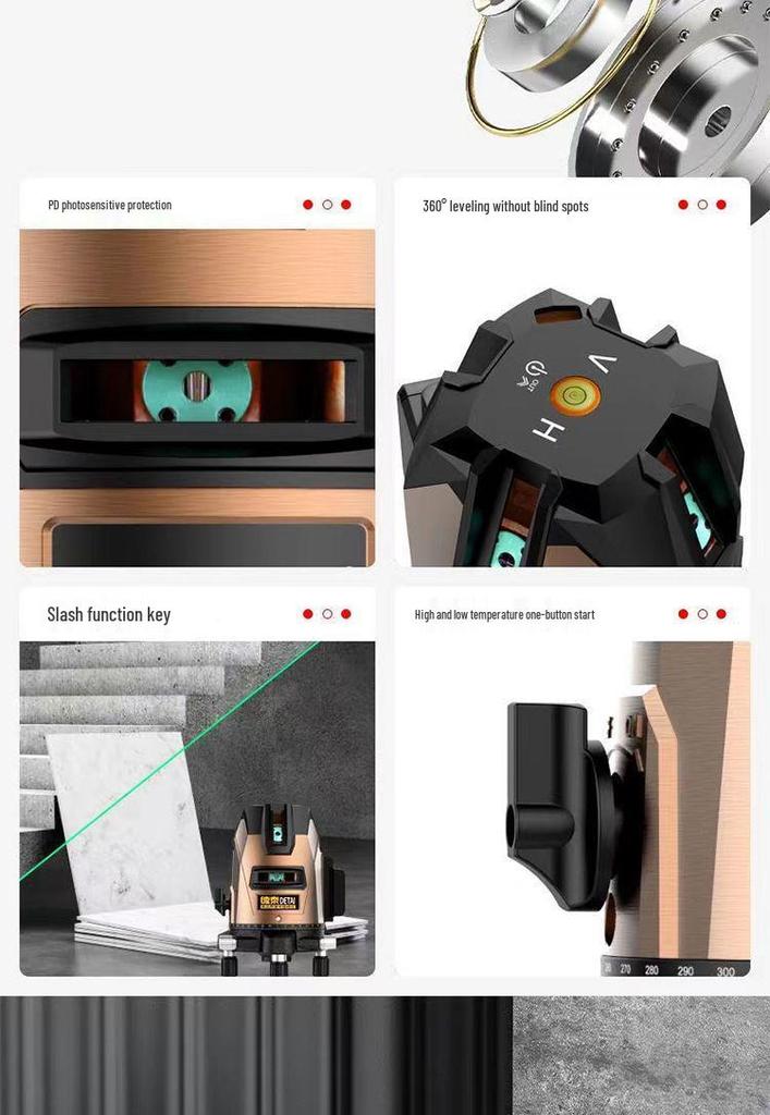 Detai High Precision Green Light Self-Leveling Infrared Level - 2, 3, or 5 Lines