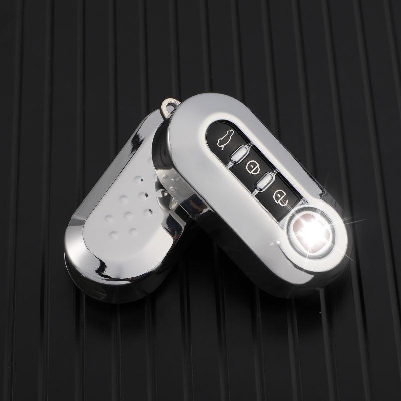 3 Knappar TPU Car Flip Key Case Cover för Fiat Ducato 500 500L Panda Grande Punto Lancia Musa Auto Shell Fob Tillbehör