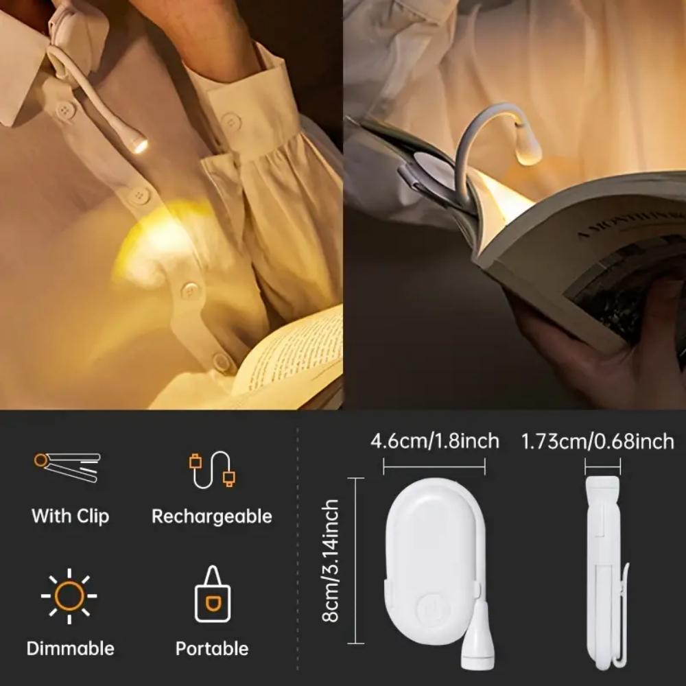 Portable LED Book Lamp USB Rechargeable Eye Protection Night Light Mini 360°Clip-On Desk Reading Lamp Travel Bedroom Night Light
