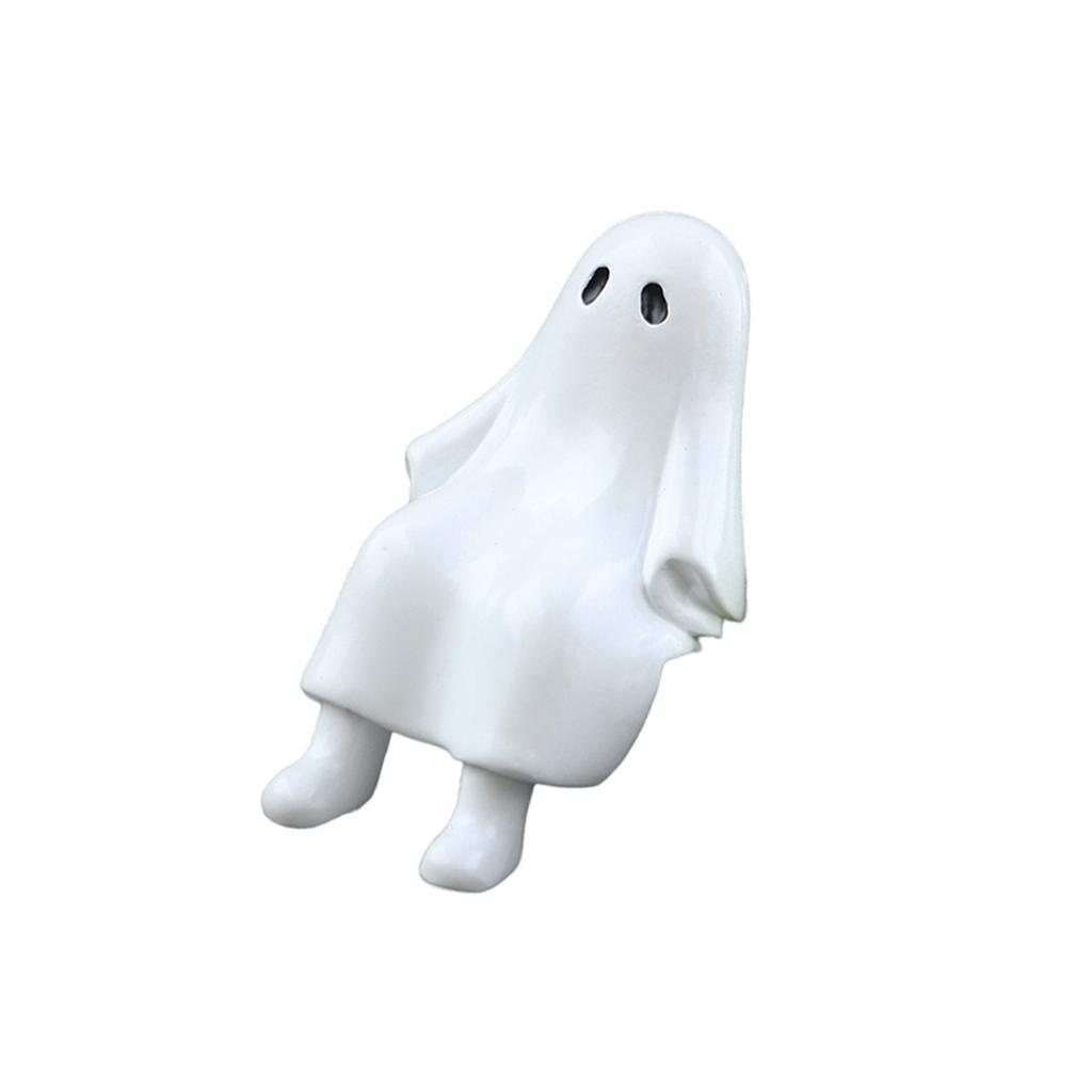 Creative Sitting Ghostly Figurine For Halloween Outdoor Decors Weather Resistant Resins Statue For Garden Patios Decors