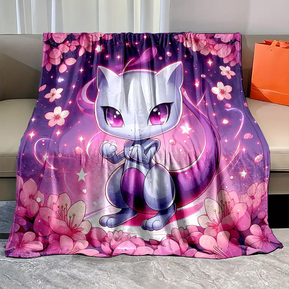 Best Seller! Pokemon-mew Printed Blanket Soft Cozy Blanket for Couch Sofa Bed Lounging, Ideal Gift for Women Mom Teacher Friends
