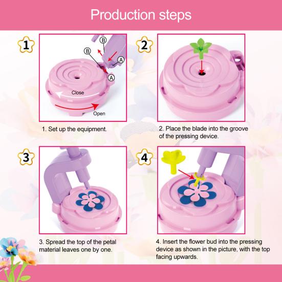 1 Set DIY Fabric Flower Bouquet Kit Kids Handmade Colorful Flower Making Toy Toddlers Girls Educational Floral Bouquet Arts Crafts Activities Toy