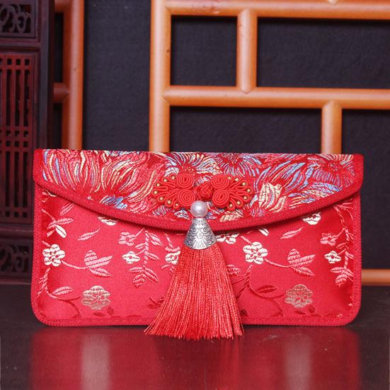 Plic Bani Marry Design Capacitate Mare Măiestrie Exquisită Broderie Atractiv Creativ Decorează Imprimeu Delicat Pânză Damasc Plic Bani