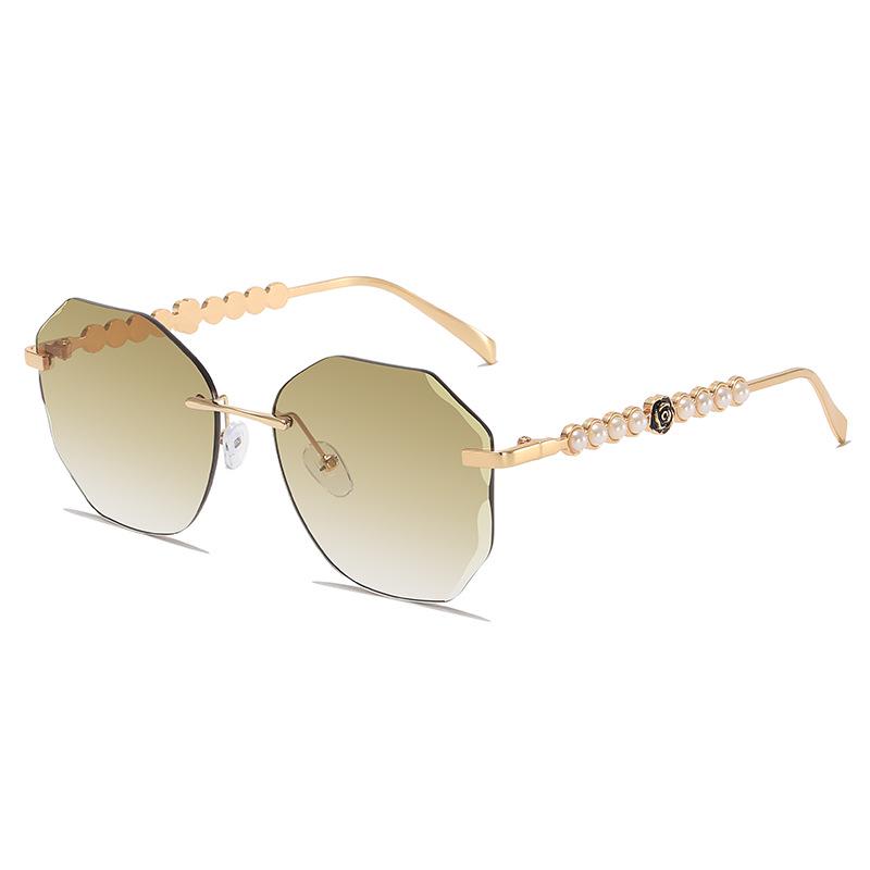 Frameless Pearl Sunglasses for Women - Elegant Y2K Style with Metal Sun Protection