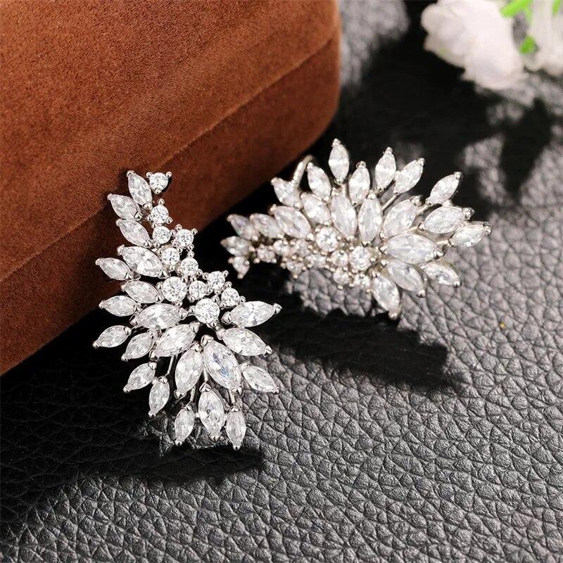 Gorgeous Women's Stud Earrings Full with Dazzling CZ Stone Sparkling Ear Piercing Earrings Party Jewelry Drop Shipping