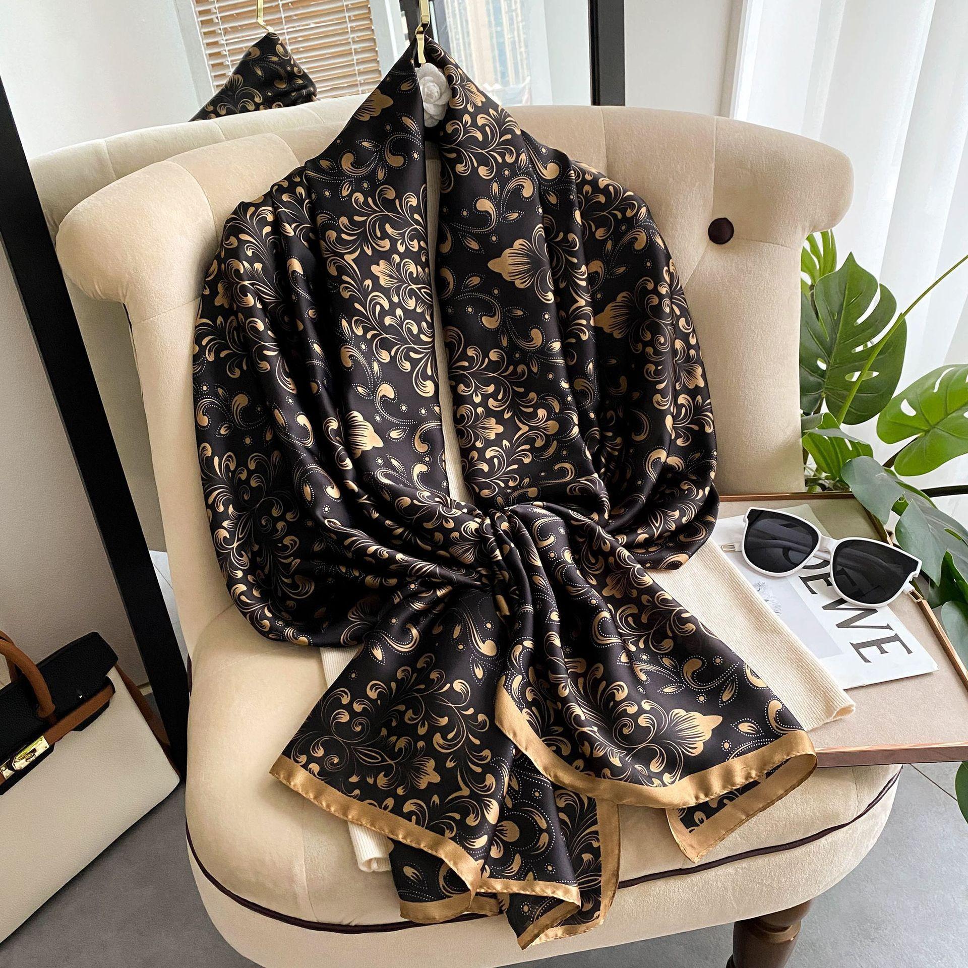 

Высококачественные роскошные шелковые шарфы, повязка на голову, шарфы, шейный шарф для женщин, шелковый шарф с цепочкой, женская декоративная шаль 180