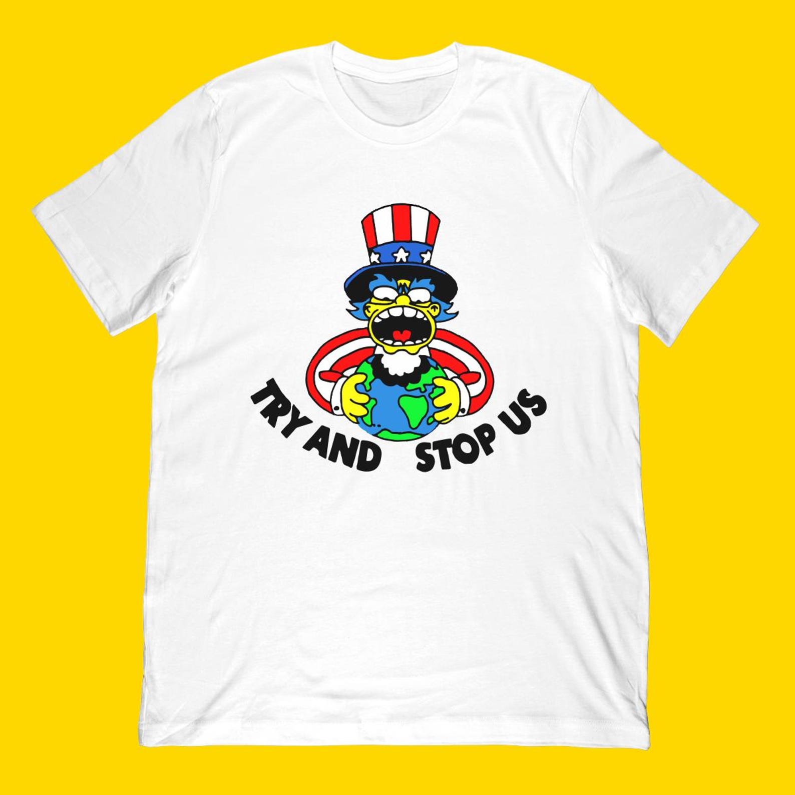 Try and Stop Us T-Shirt - Uncle Sam 4th July America USA patriotic Shirt M