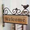 Bird Pattern Wooden Hanging Pendant Iron Art Welcome Wall Hanging Decor  Garden Yard