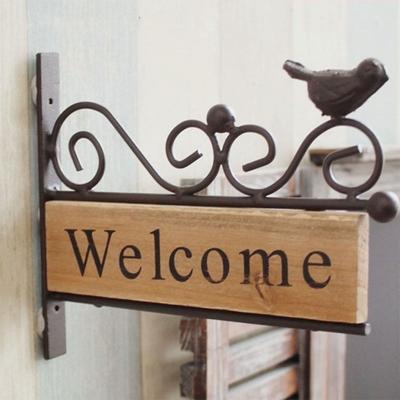 Bird Pattern Welcome Sign Board Rural Style Welcome Wall Hanging Decor  Front Door Decor