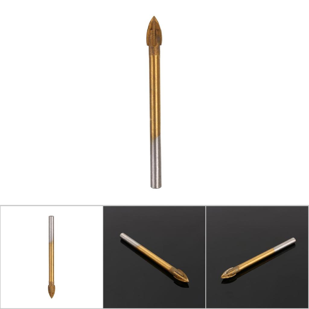 6mm Carbide Glass Drill Bit Set Titanium Coated W 4 Cutting Edges Cross Spear Head Tools