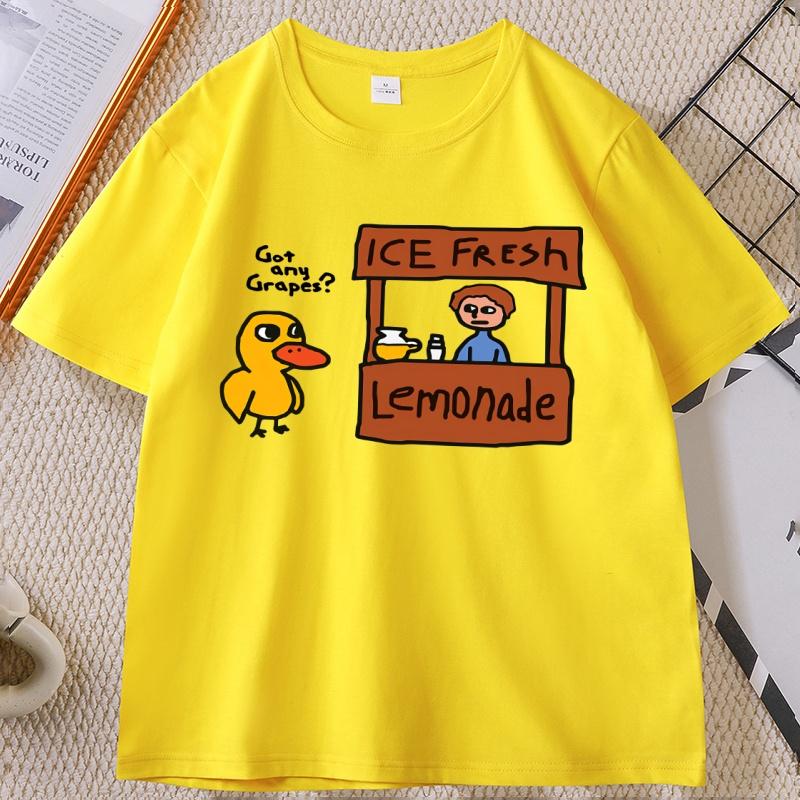 

Got Any Grapes Duck Ice Fresh Lemonade Funny TShirt Causal Cotton Short Sleeve Round Neck Tshirt The Duck Song TShirts Clothes 4XL