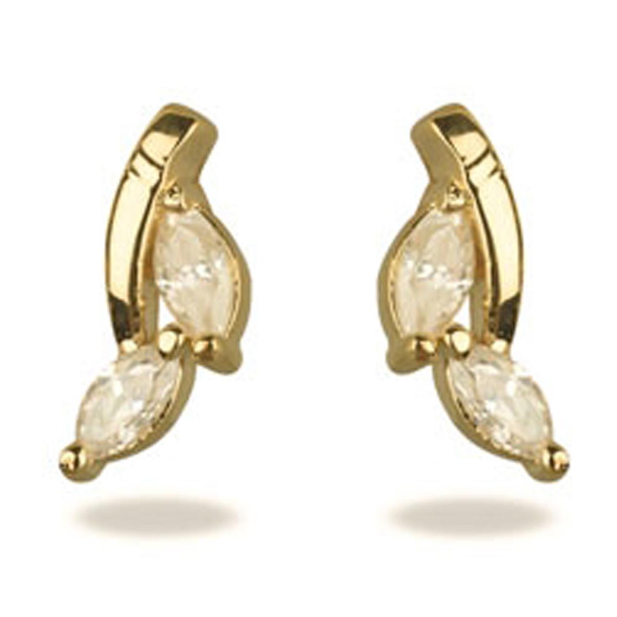 

Les Trésors De Lily [M7000] - Белые позолоченные серьги Celestina - 12x5 мм