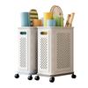 Rolling Yoga Mat Storage Basket Home Gym Storage Rack with Wheels Breathable Mesh Basket Organizer for Yoga Mats Rackets Blankets