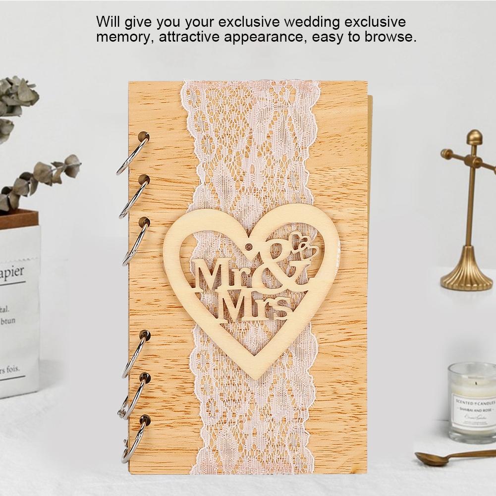Wooden Guest Book Memorable Signature Message Notebooks Gift For Wedding Party