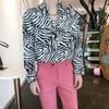 Korean Version Zebra-stripe Sense of Design Trend Handsome Loose Hipster Retro Versatile Sexy Men's Shirt Spring Autumn 2024