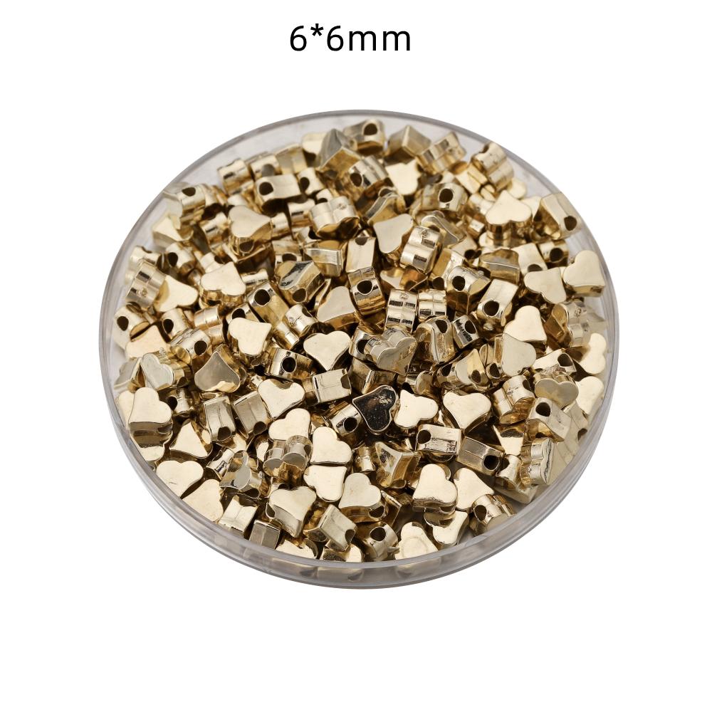

100Pcs CCB Loose Bead Charm Bracelet Spacer Beads Star Love Heart Gold Color Jewellery Spacer For Necklace DIY Jewelry Making
