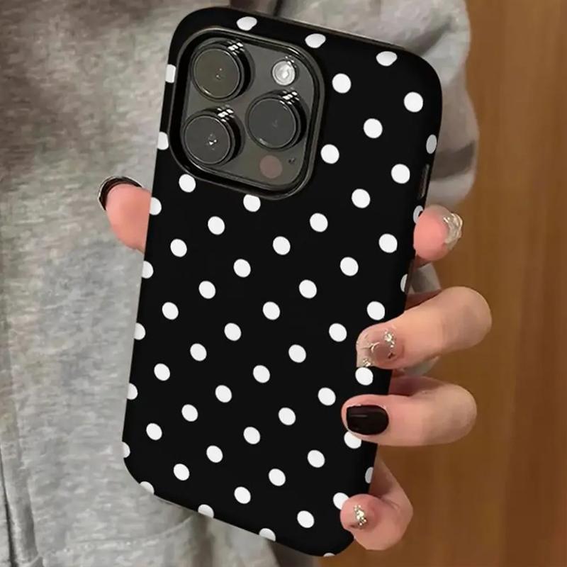 White Polka Dots Phone Case For IPhone 17 Air 16 15 14 13 12 11 Plus Pro Max Anti-fall Bumper Protective Cover INS Soft Funda
