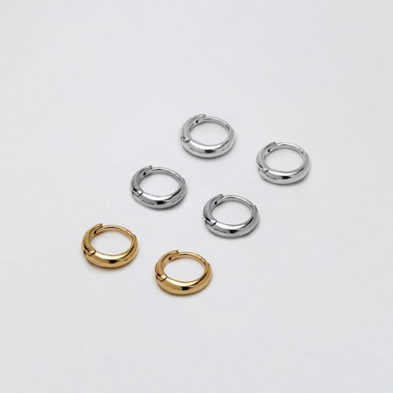 Ein weiterer Layer Basic Runder Ohrring Klein (Silber925)(3 Farben)