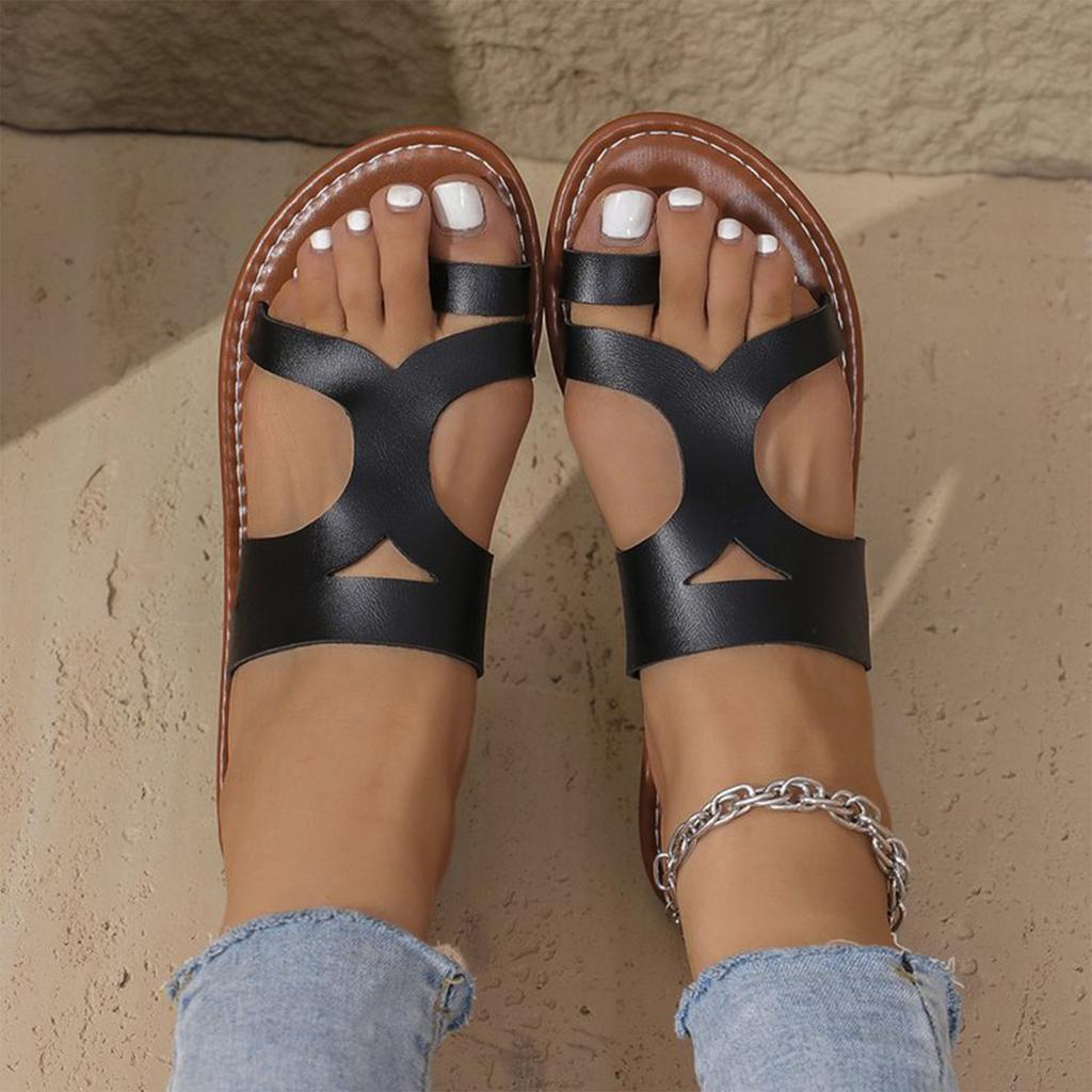 Zehensteg-Flatsandalen Farbe Übergröße Lässige Strandsandalen