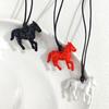 Versatile Long Pendant Necklace Featuring Horse Design In Vibrant Acrylic On Soft Leather Rope for Various Outfits