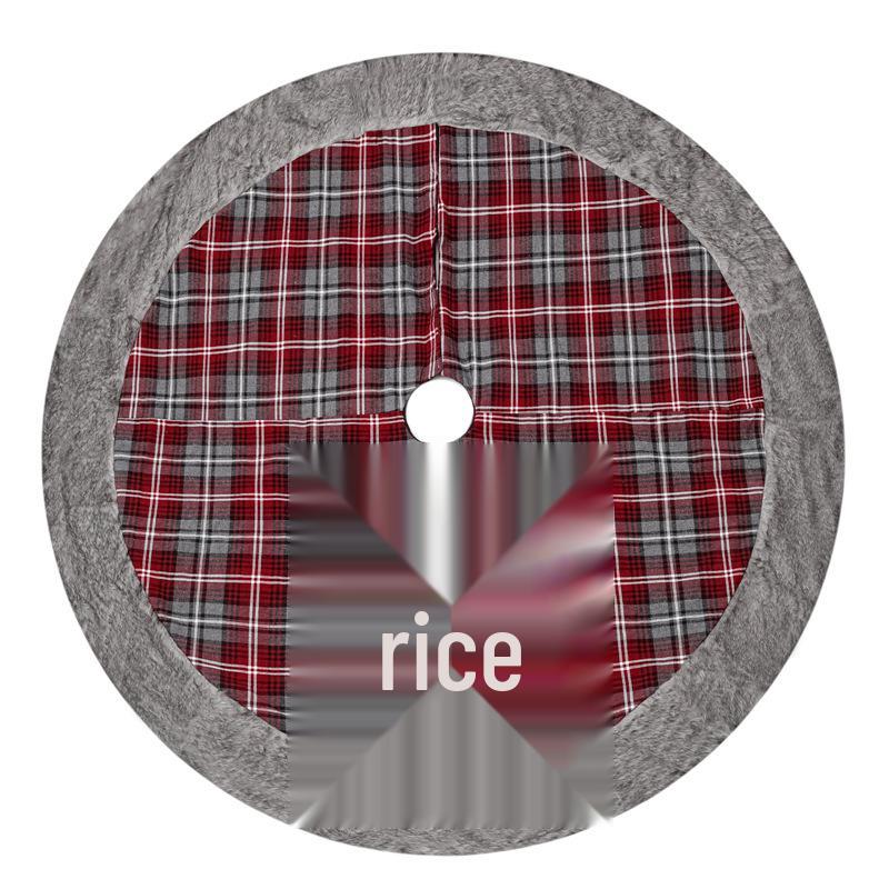 Plaid Snowflake Embroidered Tree Skirt - 120cm Christmas Decoration