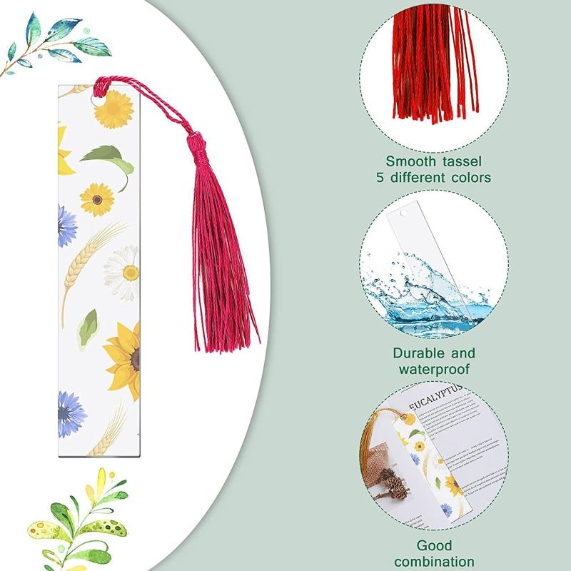 20Pieces Clear Acrylics Bookmarks with Tassels 0.94x5.5In Unfinish Paintable Bookmarks for Painting Handmade Art Craft