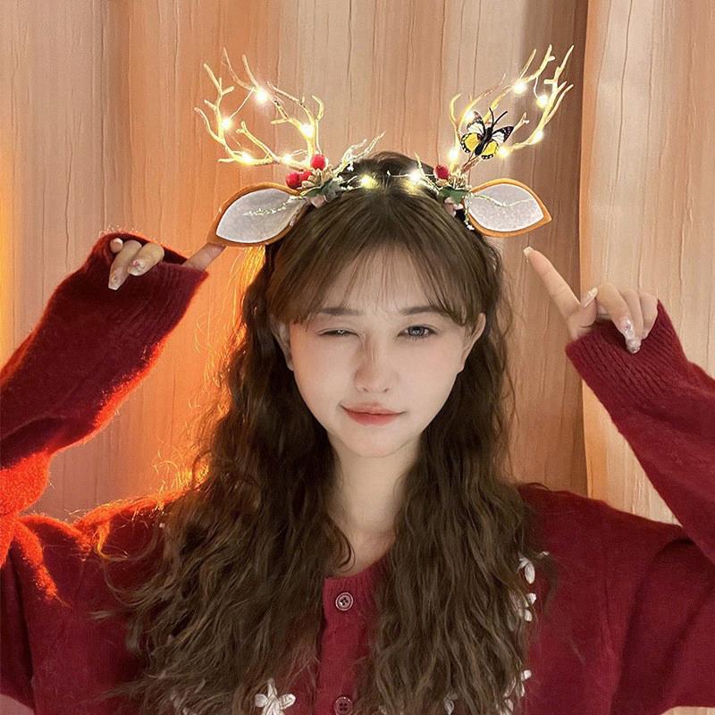 Luminous Hair Accessorie Cute Hairpin Kawaii Headwear Latest Year Headband Accessorie Christmas Decoration For Kids
